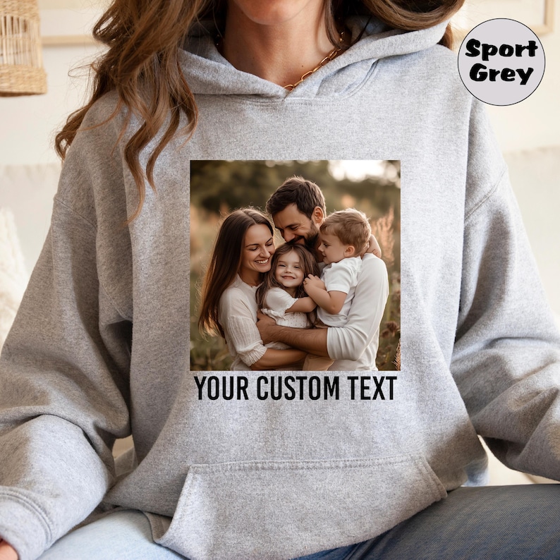 Custom Photo Hoodie: Personalized Picture Sweatshirt, Birthday Gift image 2