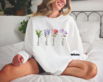 Custom Birth Month Flower Sweatshirt: Personalized Name Hoodie