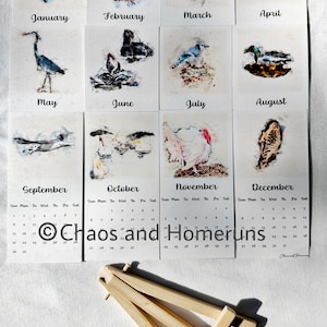 2024 Mini Watercolor Bird Calendar