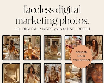 110+ Faceless Digital Marketing Photos | Golden Hour Collection | Faceless Reels | Private Label Rights | PLR Images | Instagram Template