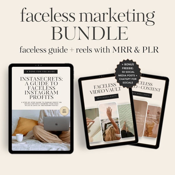 Faceless Marketing Ultimate Bundle | Done For You Instagram | Digital Marketing | Reels Templates | Resell Rights | MRR & PLR | DFY