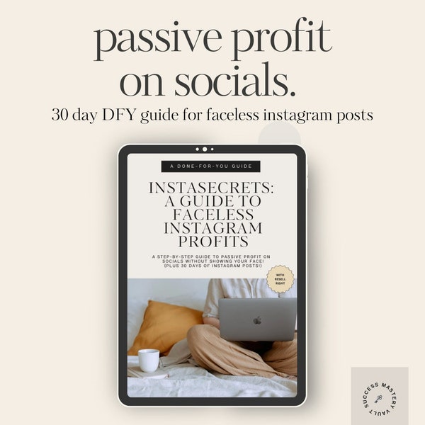Instasecrets : guide DFY de 30 jours pour les publications sans visage | fait pour vous | Marketing numérique | Droits de revente | DPP | Profit passif sur les réseaux sociaux