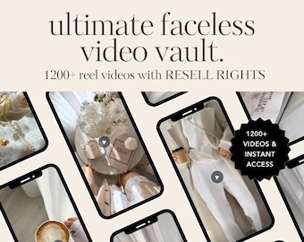 Más de 1200 vídeos de marketing sin rostro definitivos / Banco de contenido de vídeo de stock / Reels de Instagram / Derechos de reventa maestra / MRR / PLR de marca privada