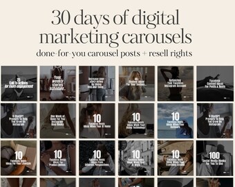 30 Days of Digital Marketing Carousels | Digital Marketing Posts | Done-For-You Instagram Posts | Master Resell Rights | MRR | PLR | DFY