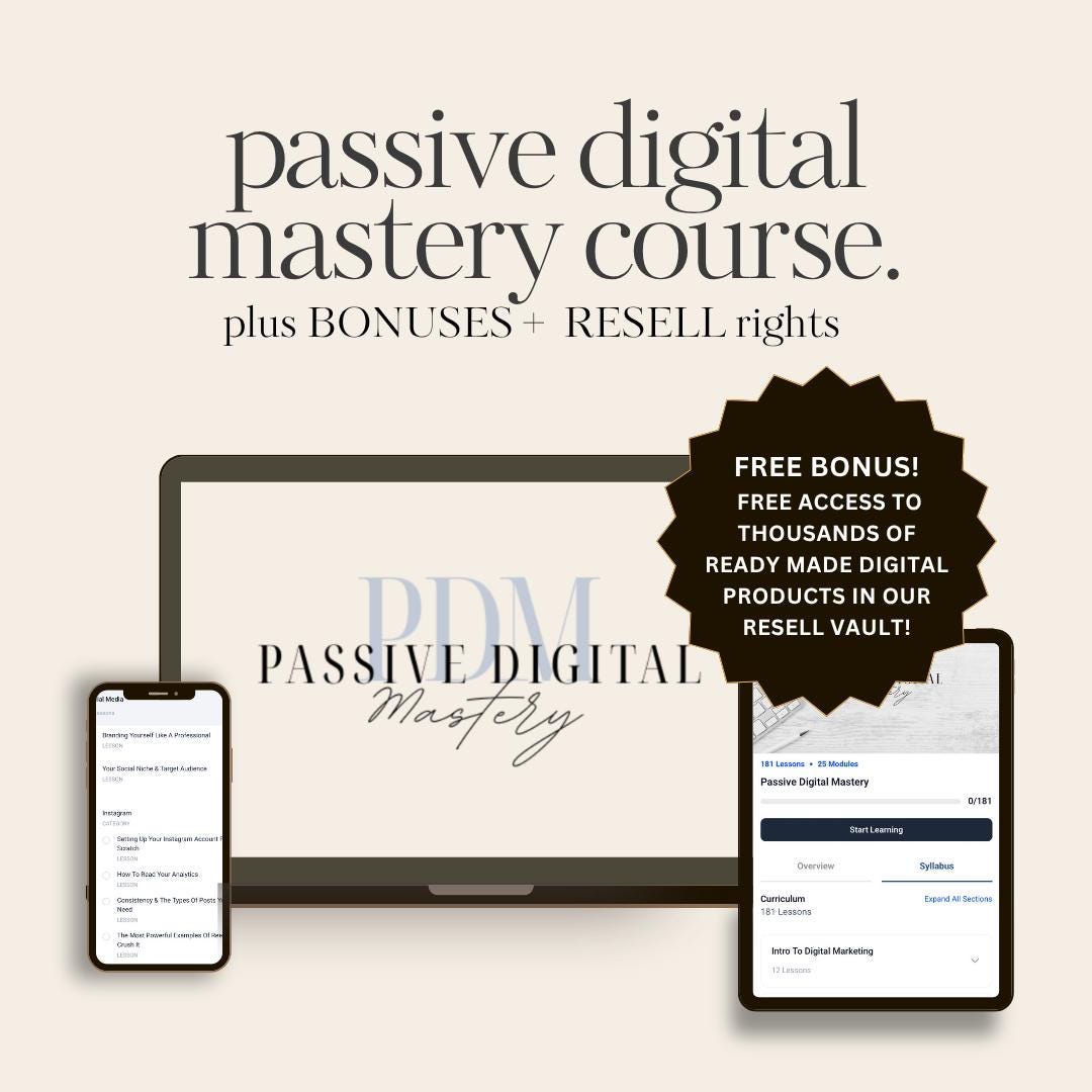 パッシブデジタルマスタリー | マスター再販権付きマーケティングコース MRR PLR パッシブインカム再販権 - Etsy 日本