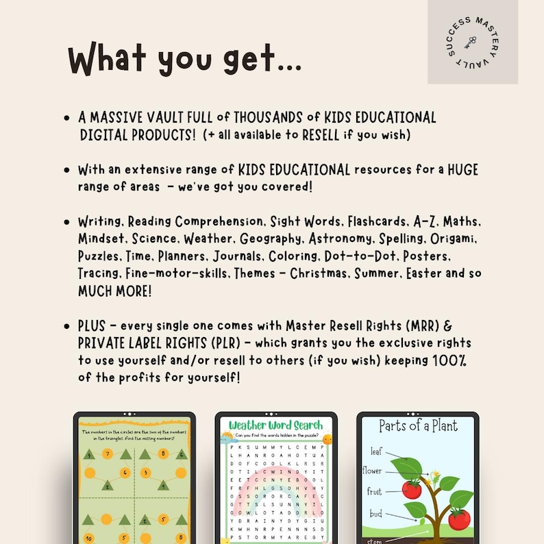 master resell rights - homeschooling activities  - digital products - private label rights -  passive income - worksheets for kids - plr educational - mrr - plr - sell on etsy - dfy - teaching resources - plr kids activities - educational resources