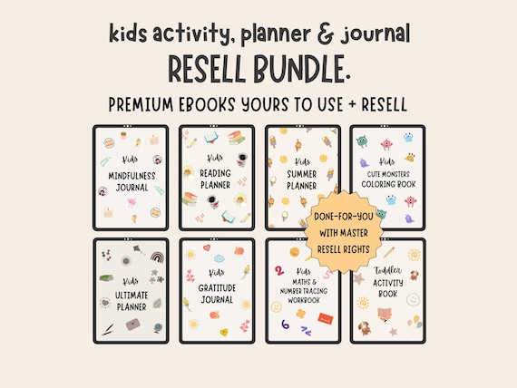 Kids Bundle | DFY Editable Kids Activities Planners Journals | PLR MRR Educational Resources Private Label Rights Master Resell Rights