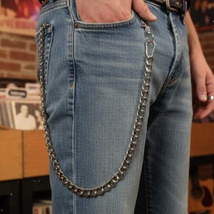 Heavy-Duty Silver Wallet Chain: Chunky Biker Jeans Chain - 32"