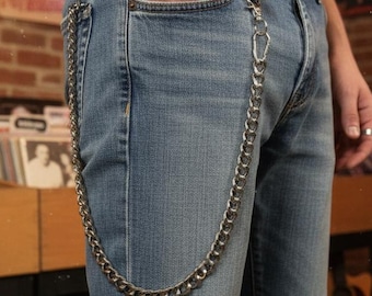 Heavy-duty Silver Wallet Chain: Chunky Biker Jeans Chain - 32