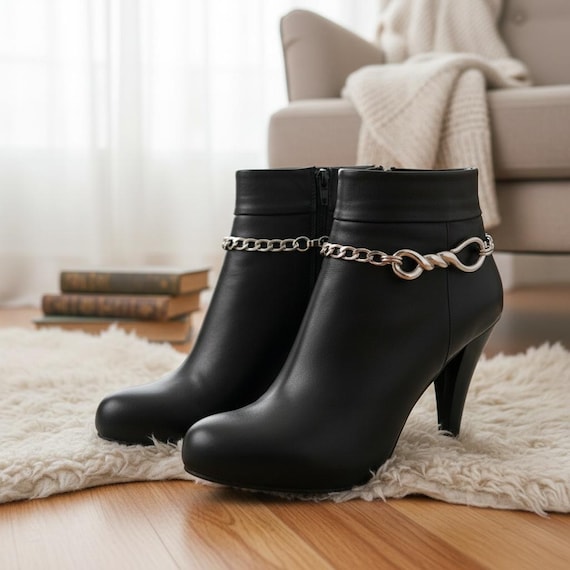Silver Boot Chains: Twisted Infinity Barb Wire Anklets, USA Made