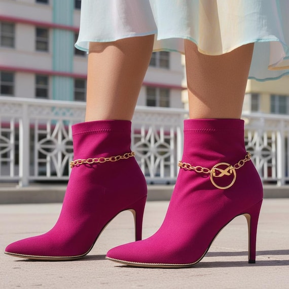 Gold Infinity Boot Chain Bracelets Pair, Women's Western Shoe Anklet, Handmade USA BC291