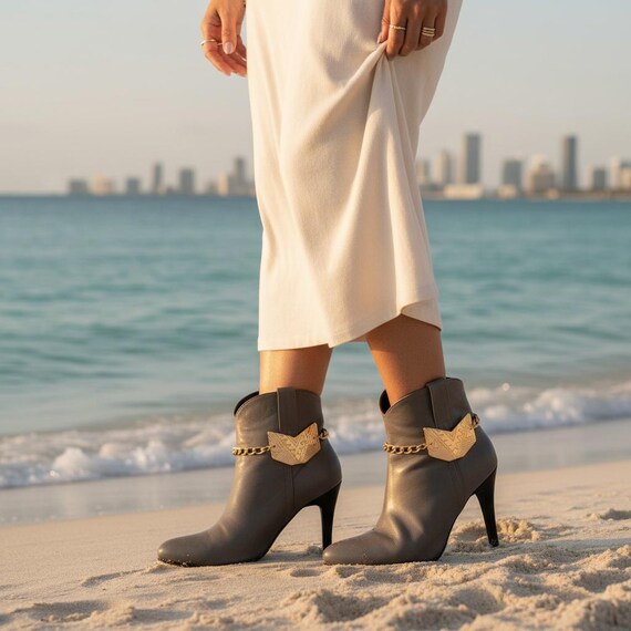 2PCS Gold Arrowhead Boot Chains: Western Fashion Anklet - Handmade USA Z273