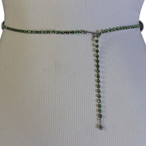 Grüner Rhinestone-Silberketten-Gürtel: Verstellbarer Bling-Taillengürtel Bild 10