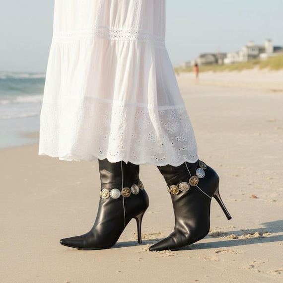 Women angel medallion boot chain bracelet pair, silver gold mixed metal blessing charms BC246