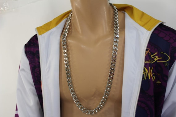 Men’s silver curb link chain necklace long thick statement fashion jewelry streetwear M5