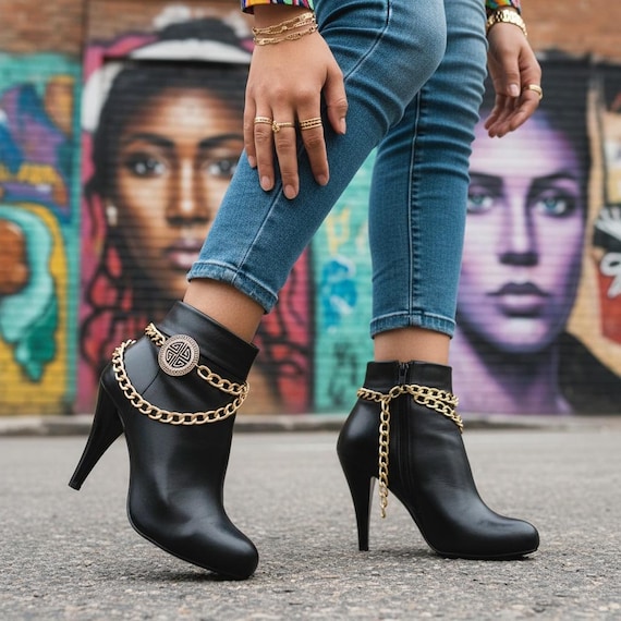 Gold Boot Chain Anklets: Handmade USA Western Biker Jewelry