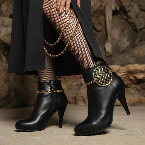 Gold Boot Chains: Chevron Charm Anklets - Western Fashion (Handmade in USA)