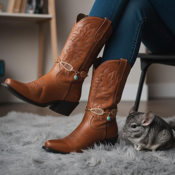 Gold Arrowhead Boot Chains, Turquoise Bead Cowgirl Anklets, Handmade USA