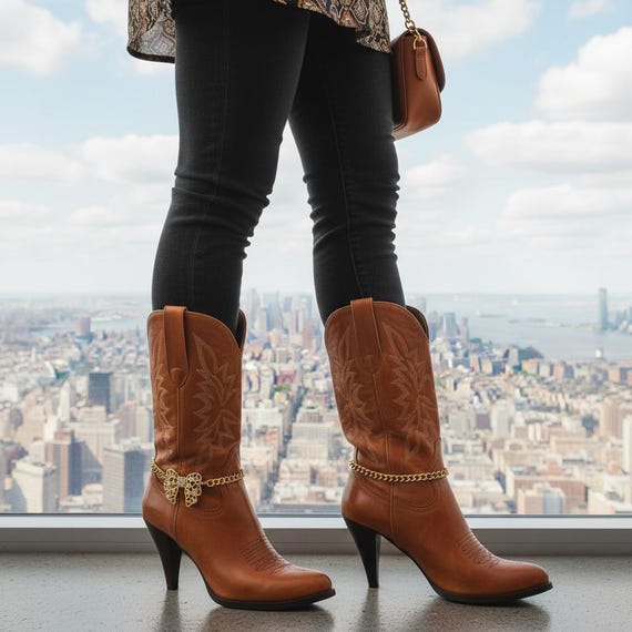 Women Gold Bow Tie Boot Chain: Bling Rhinestone Shoe Anklet, Handmade USA BC301