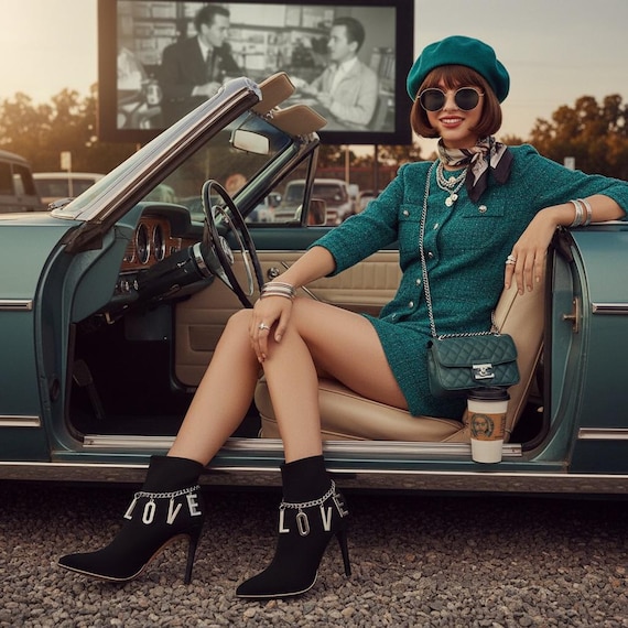 Silver LOVE Boot Chains: Western Cowgirl Charm Anklets - Handmade in USA