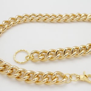 Cartera extra muy larga de Metal dorado para hombre y mujer, cadena gruesa para motocicleta, eslabones gruesos, estilo llamativo atrevido, elige tu talla