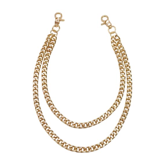 Gold Double Strand Wallet Chain: Biker Rocker Jean Accessory (20"-24")