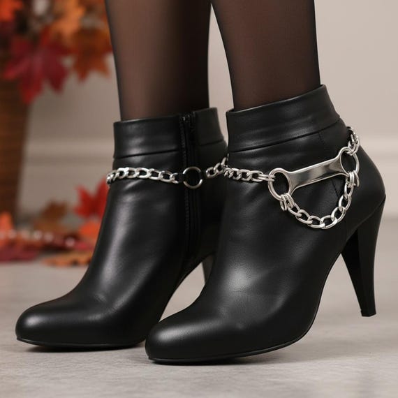 Silver Boot Chain Bracelet Set: Boho Western Cowgirl Style, Handmade in USA