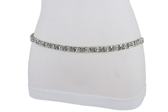 Silver Metal Chain Waist Belt with Mesh Fabric Beads