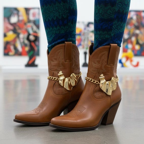 Gold Western Boot Chains – Art Deco Shoe Jewelry, Handmade in USA