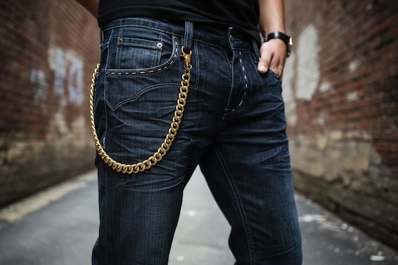Gold Metal Wallet Chain: Biker Rocker Style (25")