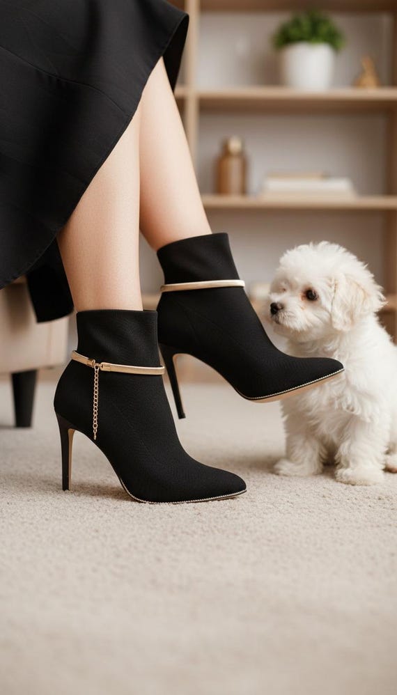 Gold Boot Chain Anklet Pair, Minimal Gold-Tone Shoe Jewelry SET   BC103