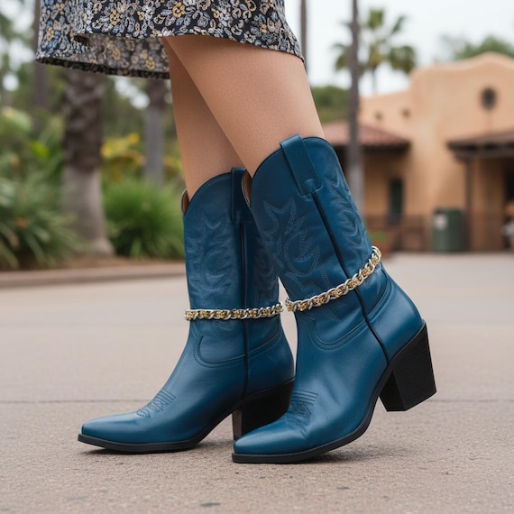 2PCS Silver Metal Chain Boot Anklet: Western Bling Shoe Jewelry Gold Mesh Band BC194