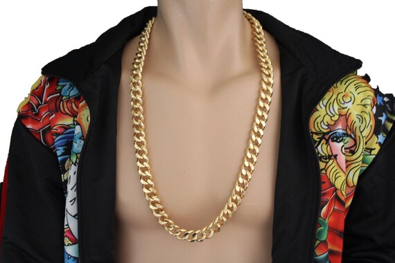 Men’s gold  curb link chain necklace long thick statement fashion jewelry streetwear M7