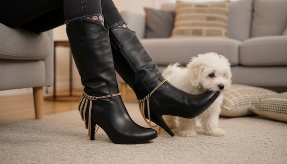 Gold Boot Chain Anklet Bracelets (Pair) – Multi Wave Strand Draped Shoe Jewelry, SET   BC106