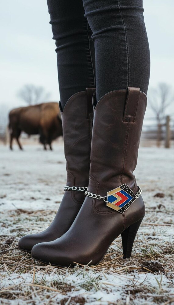 Silver Boot Chain Bracelet Set: Western Mayan Charm, Adjustable
