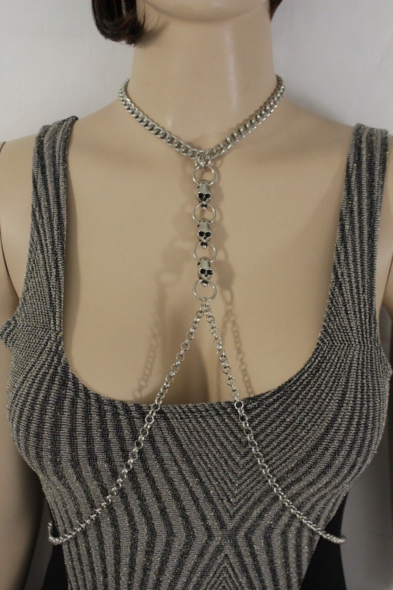 Gothic Skull Body Chain: Silver Metal Fashion Jewelry