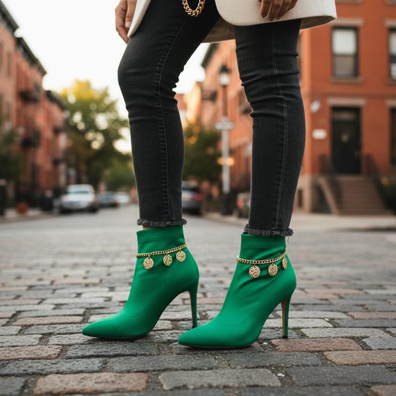 Gold Boot Chain Bracelets Pair, Hammered Disc Charms, Western Ankle Jewelry, Handmade USA BC239