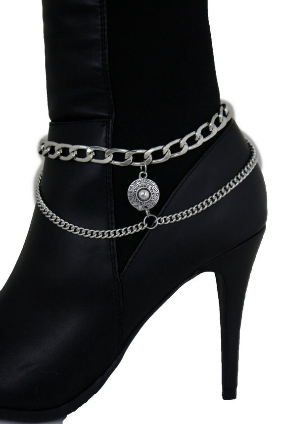 Western Boot Chain: Silver Metal Charm Anklet, USA Made