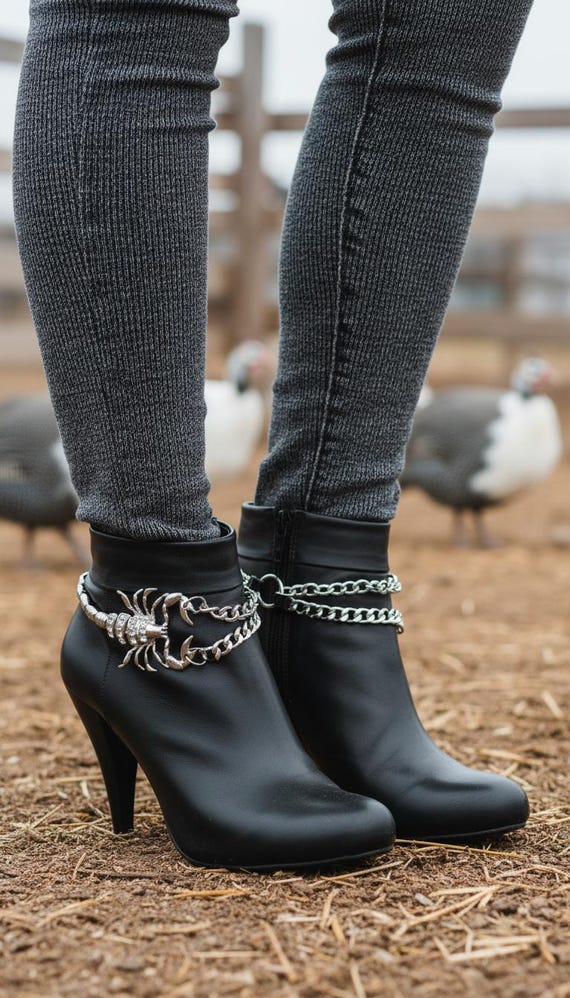 Silver Scorpion Boot Chains – Western Boot Jewelry, Adjustable Pair
