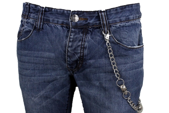 Skull Biker Wallet Chain - Silver Metal Jeans Chain 24"