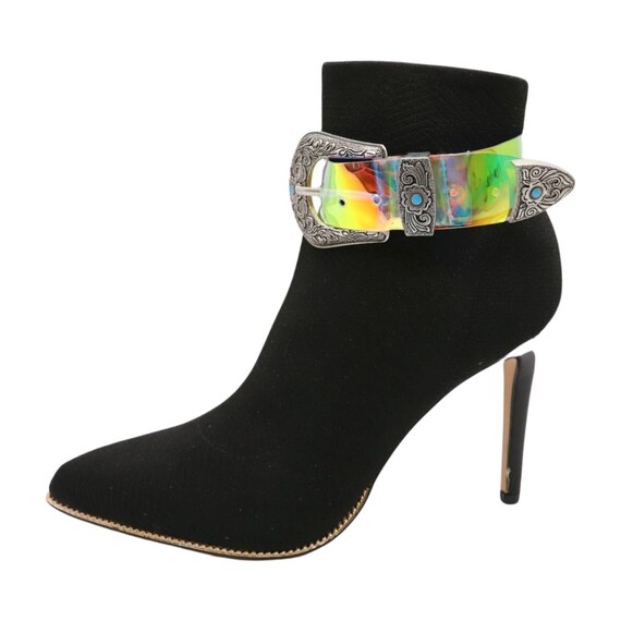 Western Boot Strap Bracelet: Silver Buckle, Turquoise Detail, Handmade USA