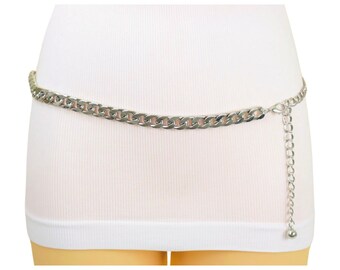 Vtg 80s 90s Womens Silvertone Metal Circle & Squares Chain Belts Lobster Clasp Vintage Women main image 3