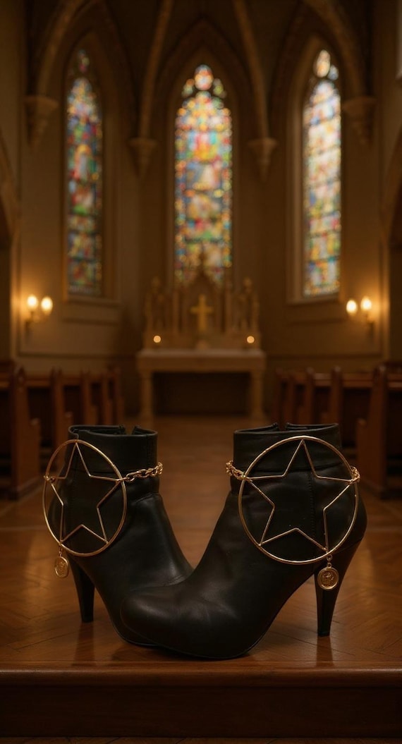 Gold Boot Chain Anklet – Star & Coin Western Jewelry, Handmade USA