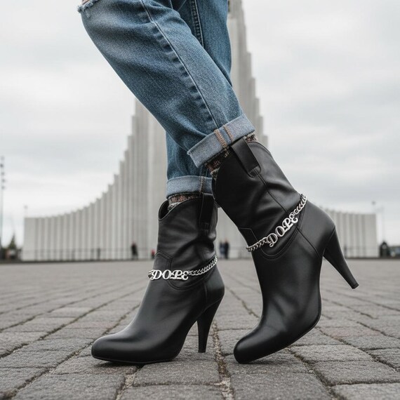 Women's silver boot chain bracelet pair DOPE letter charm shoe anklet jewelry 2pcs  BC175