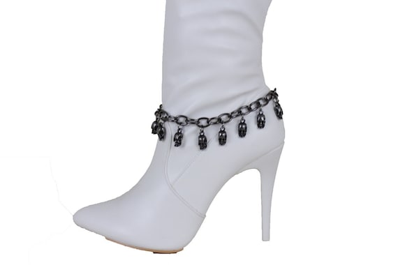 Skull Boot Chain: Pewter Goth Biker Style Charm - USA Made