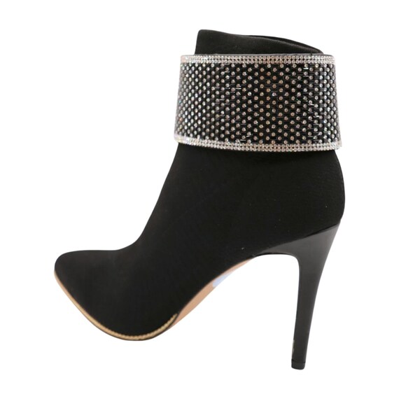 Rhinestone Boot Strap: Western Bling Anklet, Silver & Black