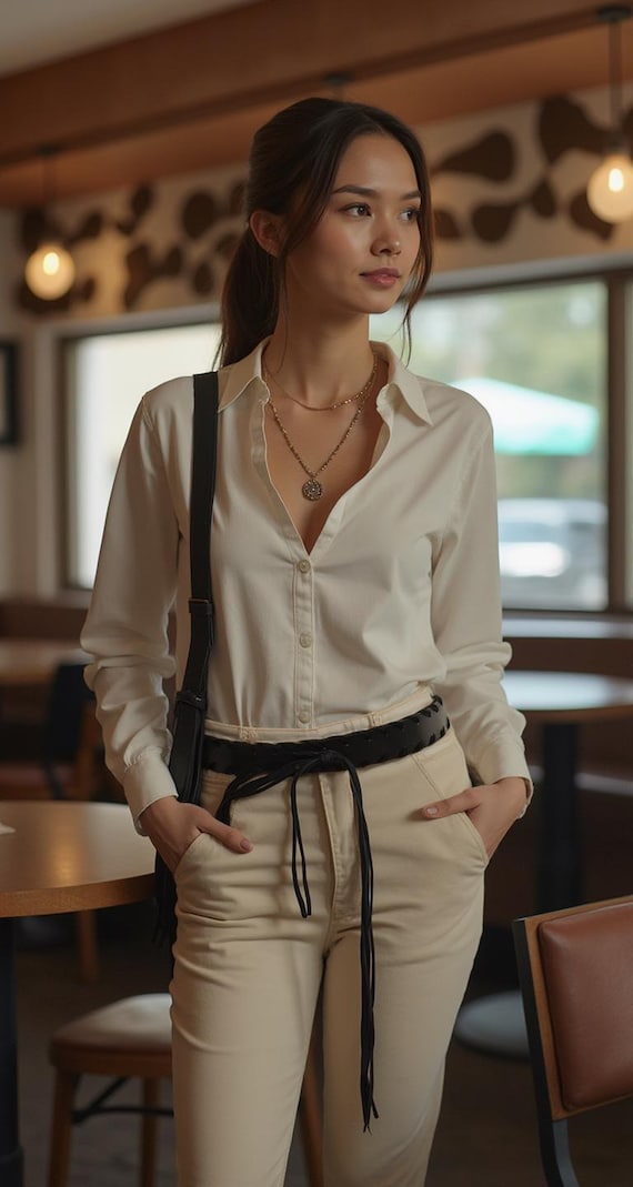 Black Faux Leather Fringe Tie Belt: Western Boho Waistband (M-XL)