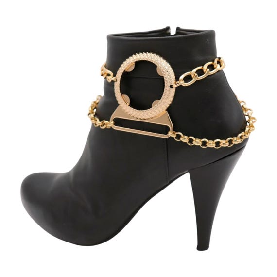 Handmade Western Boot Chains – Gold Geometric Charm Anklets, USA Made