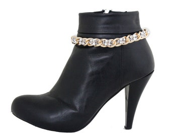 Gold Chain Boot Anklet: Western Bling Shoe Jewelry