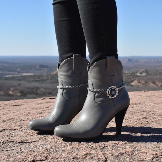 Women silver boot chain bracelet pair bling mini flower handmade jewelry, BC221